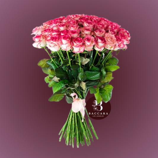 Blush Harmony: Two-Tone Pink & White Rose Bouquet