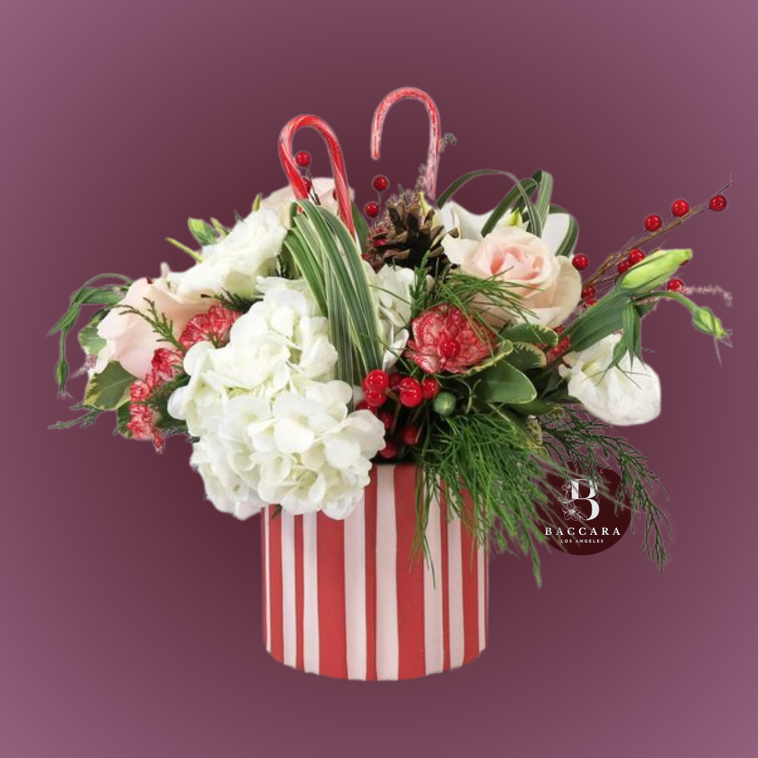 Candy Cane Delight: Festive Winter Floral Arrangement